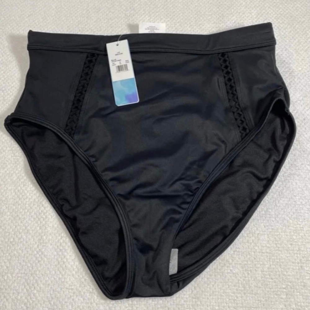 NWT Slimming Control High Waist Cut Out Bikini Swim Bottom Beach Betty, Size Med